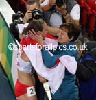 Laura Weightman (England) celebrates with her mum Diana after finishing 2nd in the 1500 metres, 2014 Commonwealth Games, Glasgow. Photo: David T. Hewitson/Sports for All Pics